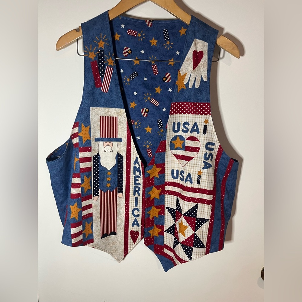 Handmade USA Uncle Sam Vest Vintage  80s L/XL